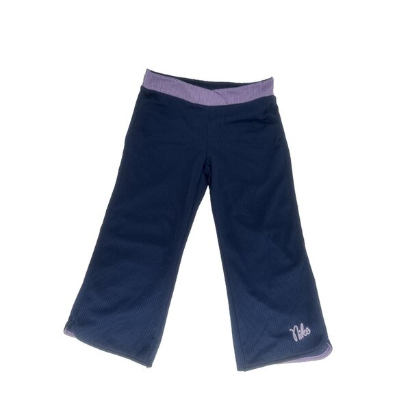 Nike Girls Youth Mesh running Capri Pants Lined Navy lavender Size XL 16 - Picture 1 of 14